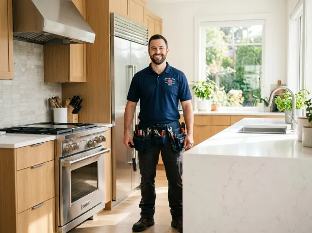Appliance Repair Hero technician in a Athens, GA kitchen after an appliance repair